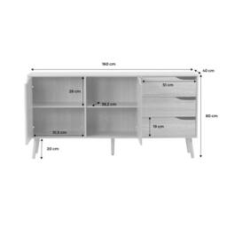 sweeek 160cm Walnut Wood-effect Sideboard in Dark Brown - thumbnail 5