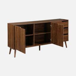 sweeek 160cm Walnut Wood-effect Sideboard in Dark Brown - thumbnail 2