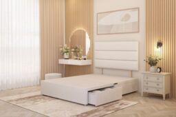 Somnior Chambery Plush Velvet Midnight Pocket Sprung Divan Storage Bed with 4 Drawers & Headboard in White - Size: King - thumbnail 5