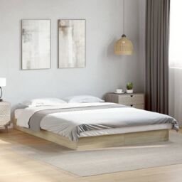 Berkfield Home Bed Frame without Mattress Sonoma Oak 140x200 cm Engineered Wood in Brown - thumbnail 1