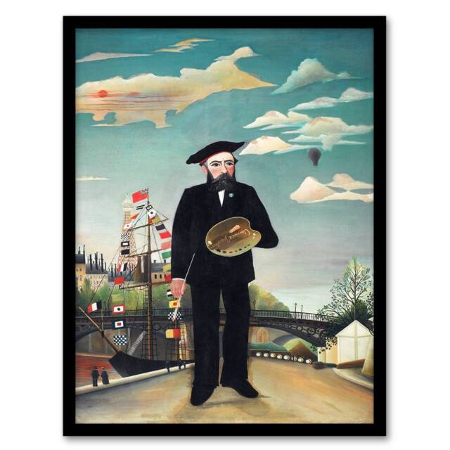 Artery8 Henri Rousseau Framed Wall Art Print Myself Portrait Landscape - Size: A4 - image 1