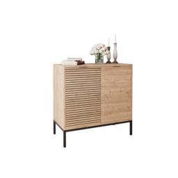 BIMOSSA Alya Multipurpose Occasional Cabinet - 80cm Modern Hallway Furniture, Tall Cabinet & Shoe Rack Storage Unit w/ Unique Lined Carving, Black - thumbnail 2