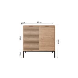 BIMOSSA Alya Multipurpose Occasional Cabinet - 80cm Modern Hallway Furniture, Tall Cabinet & Shoe Rack Storage Unit w/ Unique Lined Carving, Black - thumbnail 3