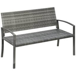 OUTSUNNY Patio Rattan 2 Seater Garden Bench Love Seater Garden Armchair in Grey - thumbnail 2