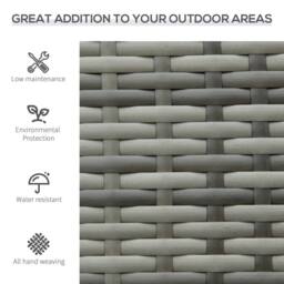 OUTSUNNY Patio Rattan 2 Seater Garden Bench Love Seater Garden Armchair in Grey - thumbnail 5