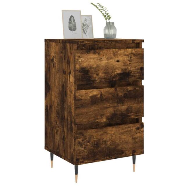 Berkfield Home Elegant Bedside Cabinets 2 pcs Smoked Oak 40x35x69 cm Engineered Wood in Brown - Size: 40 x 35 x 69 cm - image 1