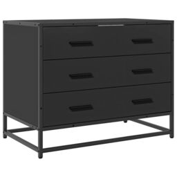 Berkfield Home Drawer Cabinet Black 70x41x56 cm Engineered Wood - Size: 70 x 41 x 56 cm - thumbnail 2