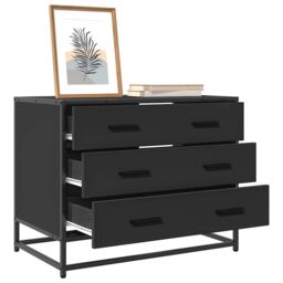Berkfield Home Drawer Cabinet Black 70x41x56 cm Engineered Wood - Size: 70 x 41 x 56 cm - thumbnail 1