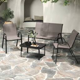 Costway 4PCS Patio Conversation Furniture Set Outdoor Metal Table & Chair Set in Grey - thumbnail 1