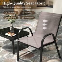 Costway 4PCS Patio Conversation Furniture Set Outdoor Metal Table & Chair Set in Grey - thumbnail 6