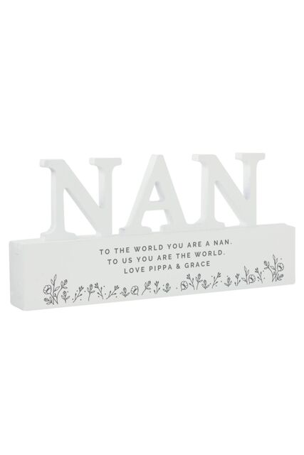 Personalised Memento Company Women's Personalised Floral Wooden Nan Ornament in White - image 1