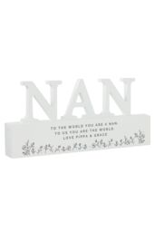 Personalised Memento Company Women's Personalised Floral Wooden Nan Ornament in White