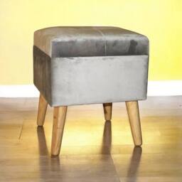 Minster Trunk - Wood/Velvet - L33 x W33 x H42 cm - Grey - thumbnail 4