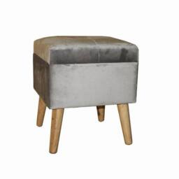 Minster Trunk - Wood/Velvet - L33 x W33 x H42 cm - Grey - thumbnail 1