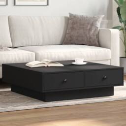 Berkfield Home Coffee Table Black 90x90x28 cm Engineered Wood - Size: 90 x 90 x 28 cm - thumbnail 2