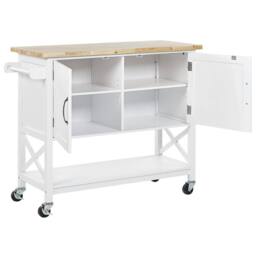 Wyld and Coco Nordic Kitchen Trolley - White MDF Body with Light Wood Top - thumbnail 4