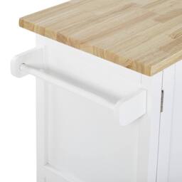 Wyld and Coco Nordic Kitchen Trolley - White MDF Body with Light Wood Top - thumbnail 8