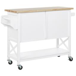 Wyld and Coco Nordic Kitchen Trolley - White MDF Body with Light Wood Top - thumbnail 6
