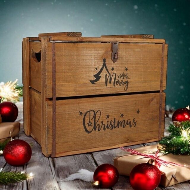 Minster Merry Christmas Box - Wood - L19 x W27 x H30 cm in Brown - Size: 1 Pack - image 1