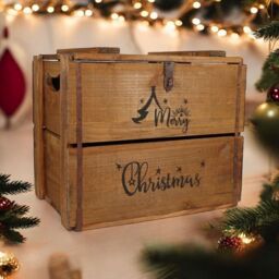 Minster Merry Christmas Box - Wood - L19 x W27 x H30 cm in Brown - Size: 1 Pack - thumbnail 2
