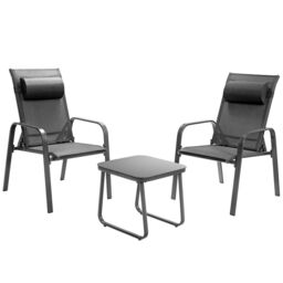 Costway 3-Piece Patio Bistro Furniture Set Outdoor Coffee Table Stackable Chairs Set in Grey - thumbnail 6