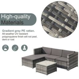 Matteo Victoria Grey Rattan 3-Seater Garden Corner Sofa Set - thumbnail 5