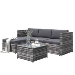 Matteo Victoria Grey Rattan 3-Seater Garden Corner Sofa Set - thumbnail 8