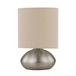 First Choice Lighting Set of 2 Jenson - Brushed Chrome Touch Table Lamp with Linen Shades in Silver - thumbnail 2