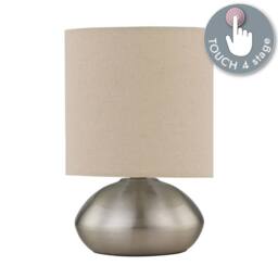 First Choice Lighting Set of 2 Jenson - Brushed Chrome Touch Table Lamp with Linen Shades in Silver - thumbnail 5
