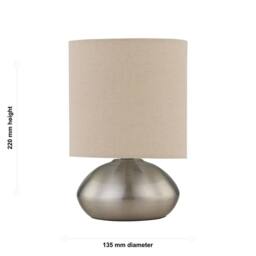 First Choice Lighting Set of 2 Jenson - Brushed Chrome Touch Table Lamp with Linen Shades in Silver - thumbnail 6