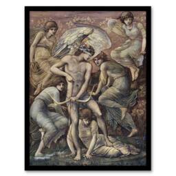 Artery8 Cupid's Hunting Fields Vintage Framed Wall Art Print Edward Burne Jones in Brown - Size: A4 - thumbnail 1