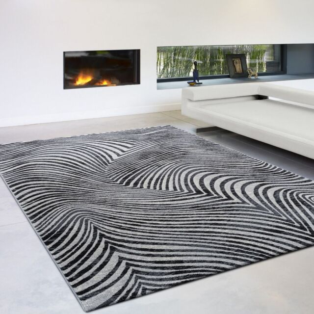 The Rug Shop UK Black Modern Abstract Optical 3D Easy To Clean Area Rug - Size: 160 cm x 230 cm - image 1
