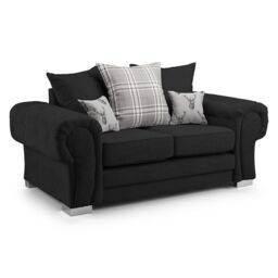 Furnishings For Less UK Milan Fabric 2 Seater Sofa Black Fabric Scatter Back Chesterfield Style - thumbnail 1