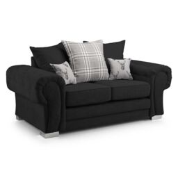 Furnishings For Less UK Milan Fabric 2 Seater Sofa Black Fabric Scatter Back Chesterfield Style - thumbnail 2