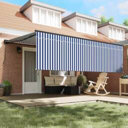 Berkfield Home Retractable Awning Blue & white Blue & White Anthracite