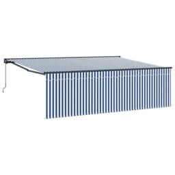 Berkfield Home Retractable Awning Blue & white Blue & White Anthracite - thumbnail 3