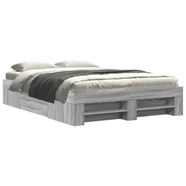 Berkfield Home Bed Frame without Mattress Grey Sonoma 140x190 cm Engineered Wood - image 1