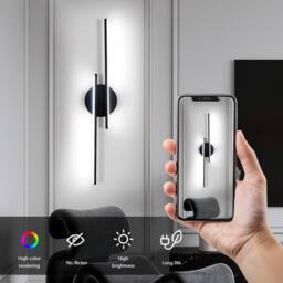 Goeco LED Indoor Wall Light 24W Modern Wall Lamp 6500 K for Bedroom Hallway in Black - thumbnail 3