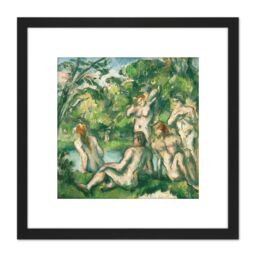 Artery8 Paul Cezanne Bathers Painting 8X8 Inch Square Wooden Framed Wall Art Print Picture with Mount in Black - thumbnail 1