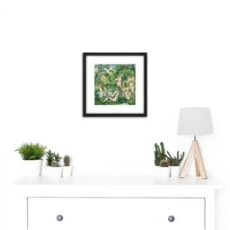 Artery8 Paul Cezanne Bathers Painting 8X8 Inch Square Wooden Framed Wall Art Print Picture with Mount in Black - thumbnail 2