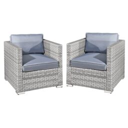 Oseasons Malta Rattan 2 Seat Twin Chair Set in Light Grey