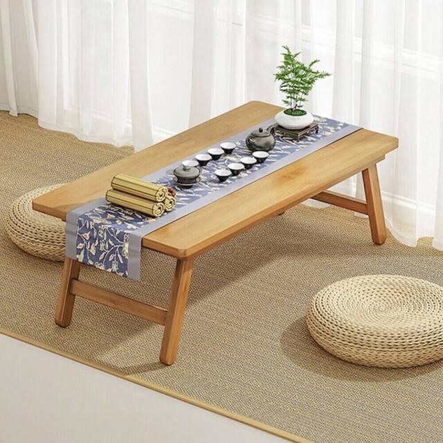 SPETLEK Bamboo Foldable Tatami Coffee Table Low Table Small 57CM in Natural - Size: 0.6m2 - image 1