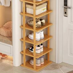 FORGEVIO 6-Tier Vertical Bamboo Shoe Rack Footwear Storage Shelf in Brown - thumbnail 5