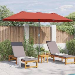 Berkfield Home Modern Garden Parasol Folding Terracotta 380 x 196 x 235 cm - thumbnail 4