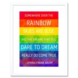 "Artery8 Wall Art Print Somewhere Over Rainbow Frank Baum Artwork Framed 9X7 Inch in White - Size: W7"" x H9""" - thumbnail 1