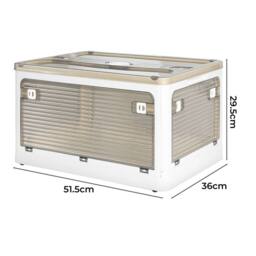 Levede 2X Large Folding Storage Box Plastic Stackable with Lid & Wheels in White - thumbnail 4