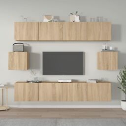 Berkfield Home 6 Piece TV Cabinet Set Sonoma Oak Engineered Wood in Brown - thumbnail 1
