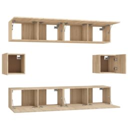 Berkfield Home 6 Piece TV Cabinet Set Sonoma Oak Engineered Wood in Brown - thumbnail 5