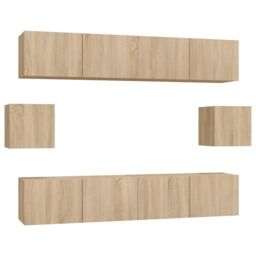 Berkfield Home 6 Piece TV Cabinet Set Sonoma Oak Engineered Wood in Brown - thumbnail 2