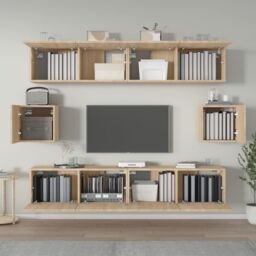 Berkfield Home 6 Piece TV Cabinet Set Sonoma Oak Engineered Wood in Brown - thumbnail 3
